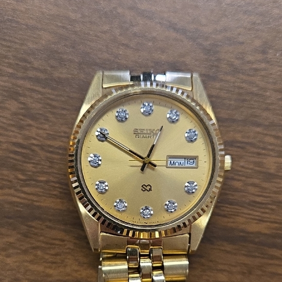 Seiko Gold Watch with Crystal Markers